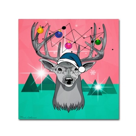 Mark Ashkenazi 'Christmas Deer 3' Canvas Art,18x18